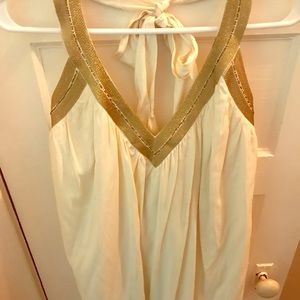 NWT ArdenB cream and gold trapeze dress